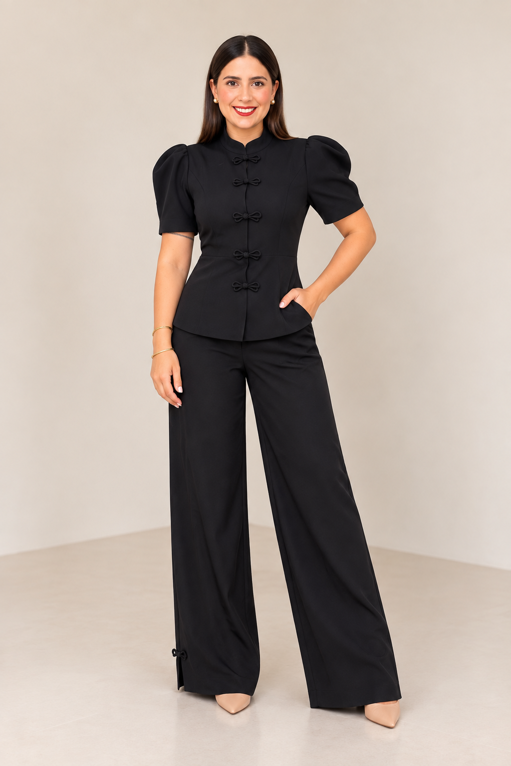 Set Negro de Blusa y Pantalón