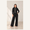 Conjunto Deportivo de Encaje con Rayas – Negro