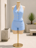Sky Blue Halter Short Set