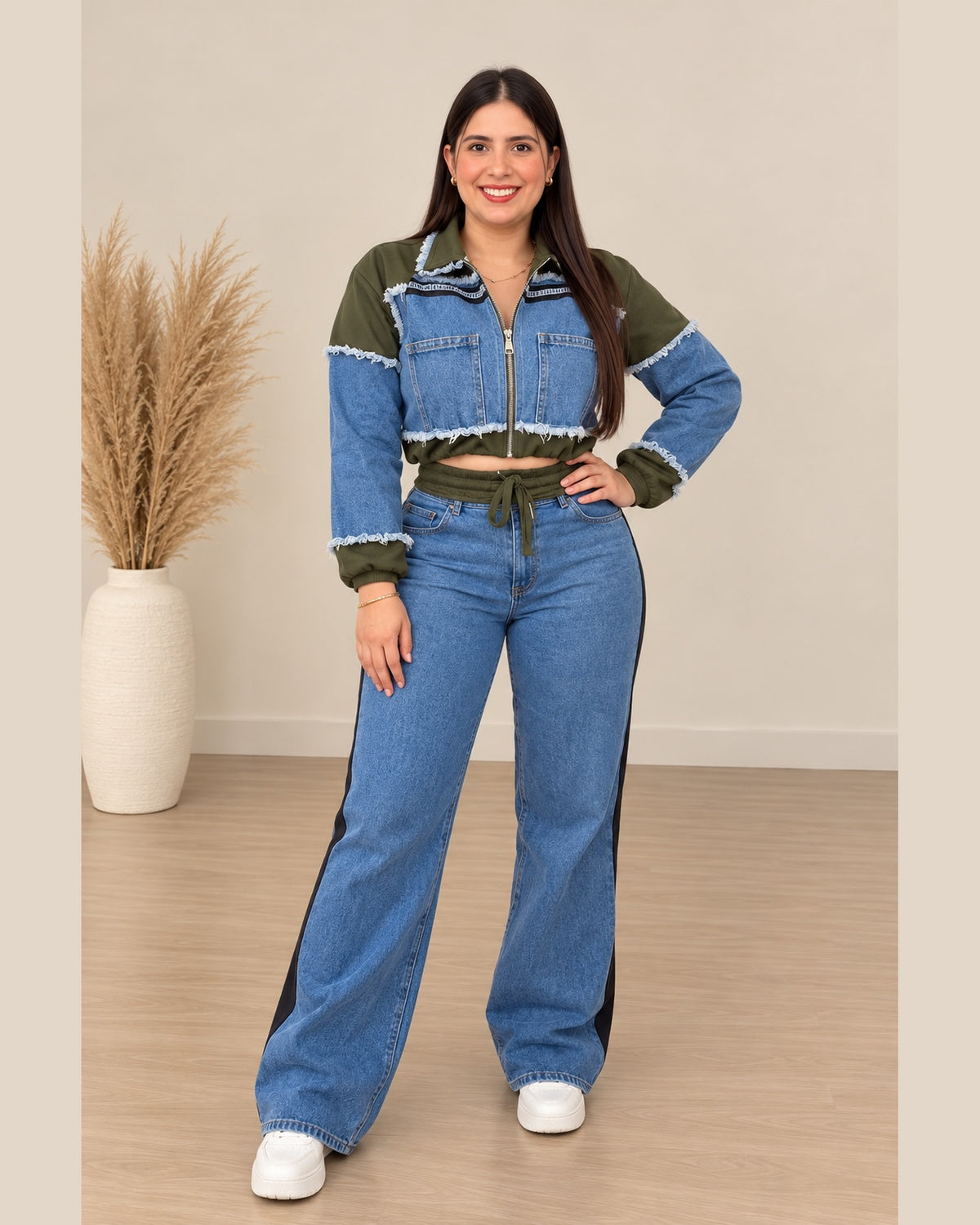 Conjunto denim verde