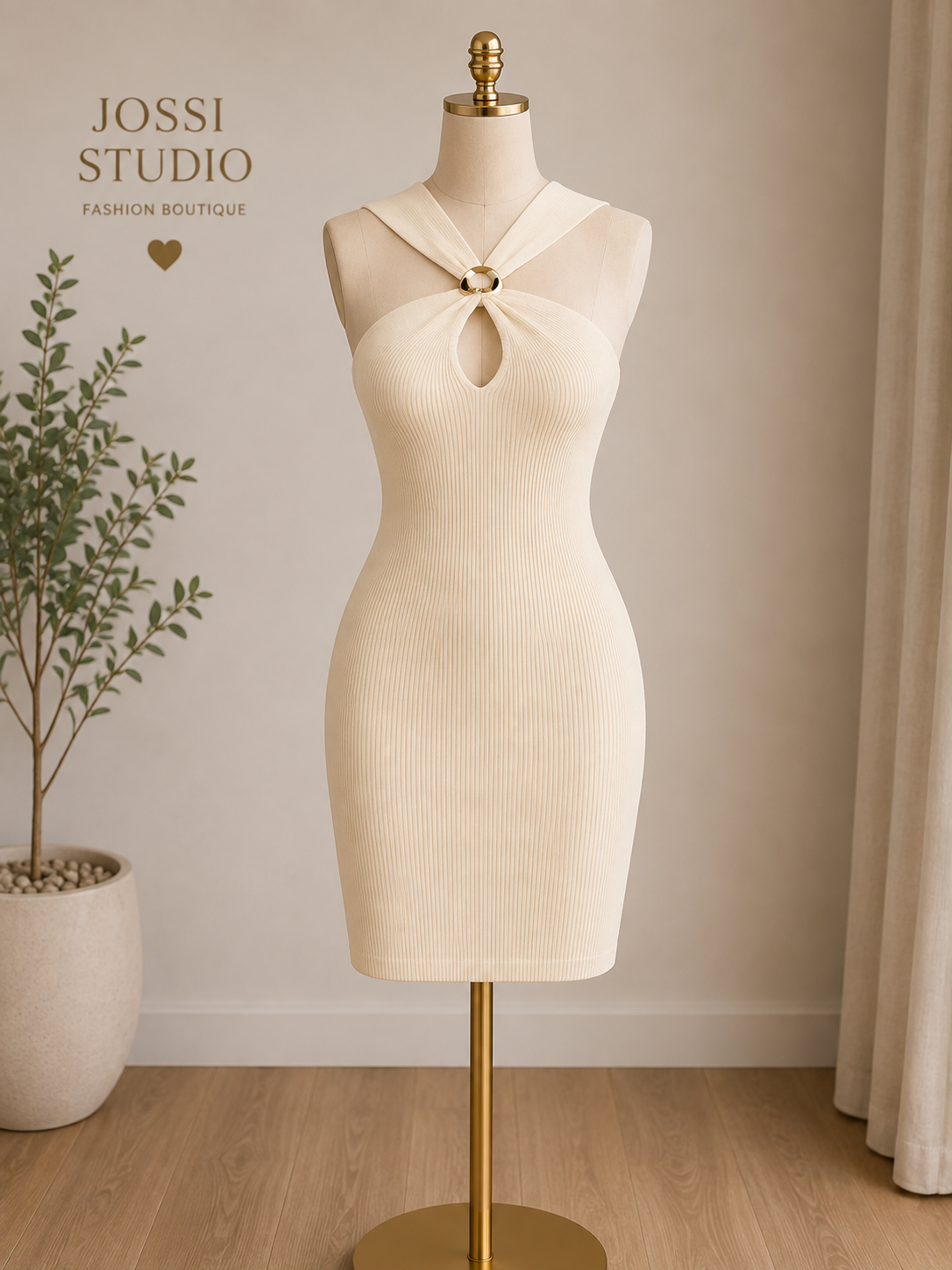Ivory Ring Knit Mini Dress