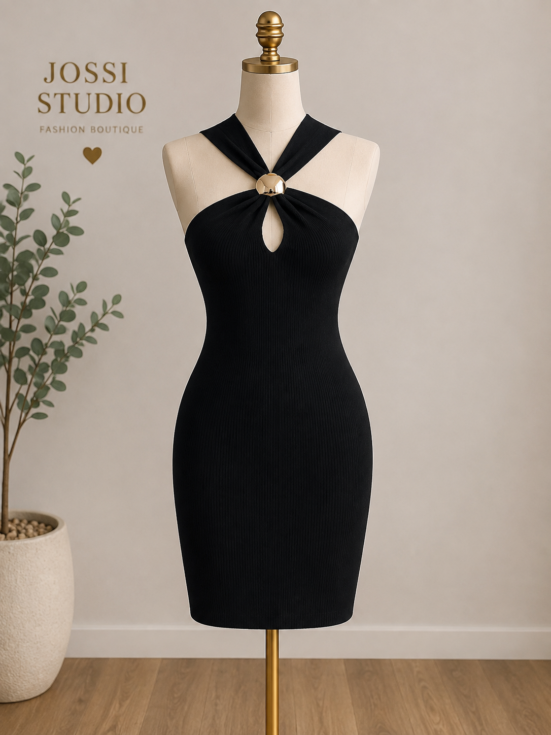 Noir Ring Knit Mini Dress