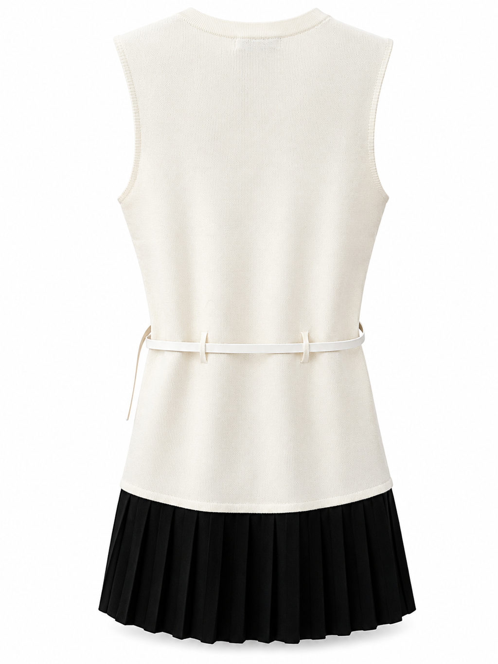 Grace Beige & Black Pleated Mini Dress
