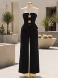 Victoria Black Strapless Peplum Set