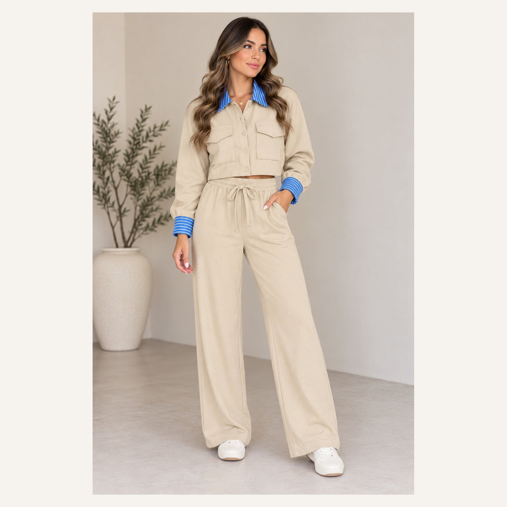 Set Beige de Chaqueta y Pantalón