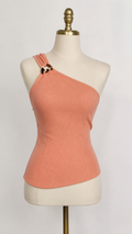 Coral One Shoulder Ribbed Top