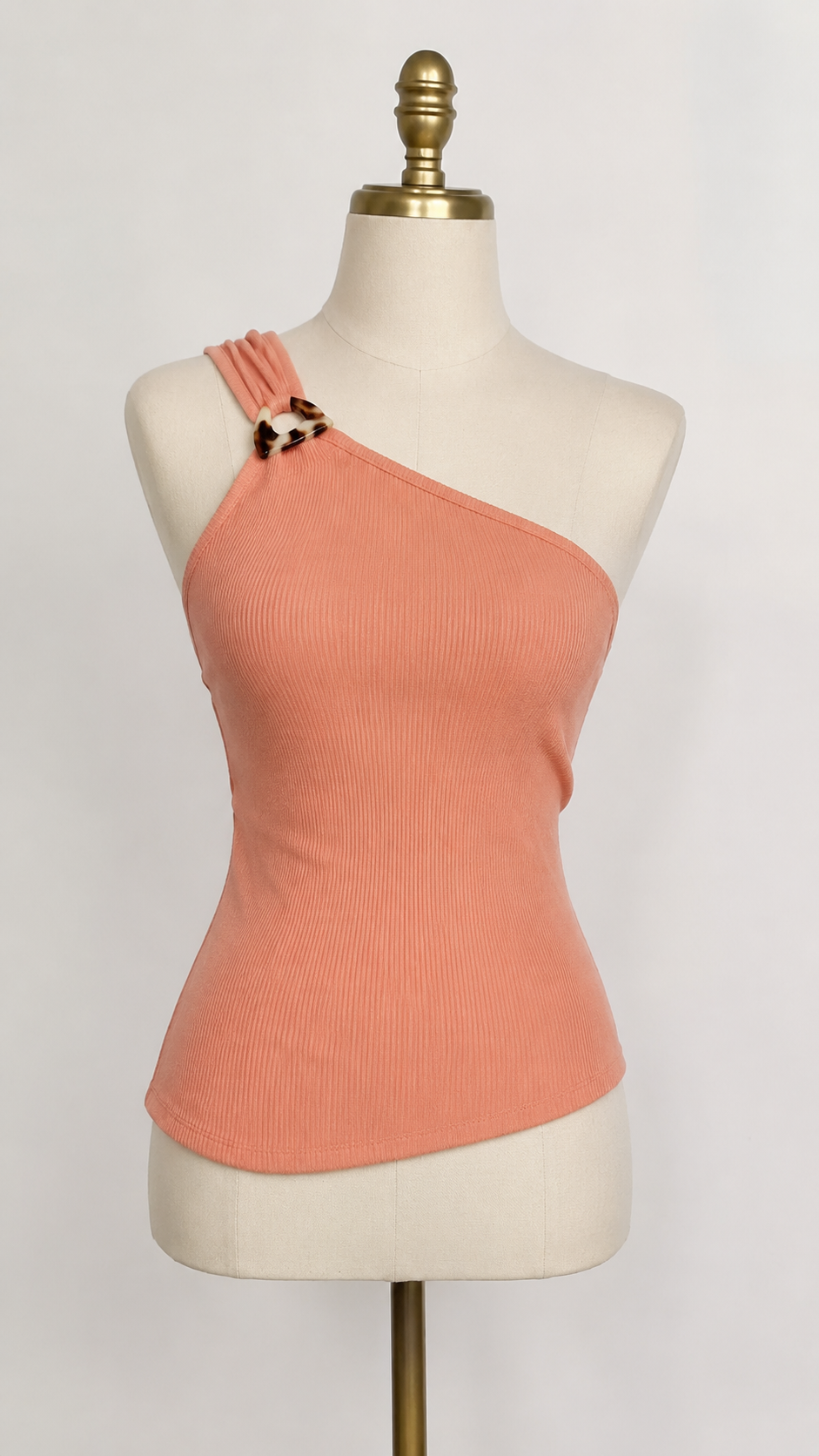 Coral One Shoulder Ribbed Top