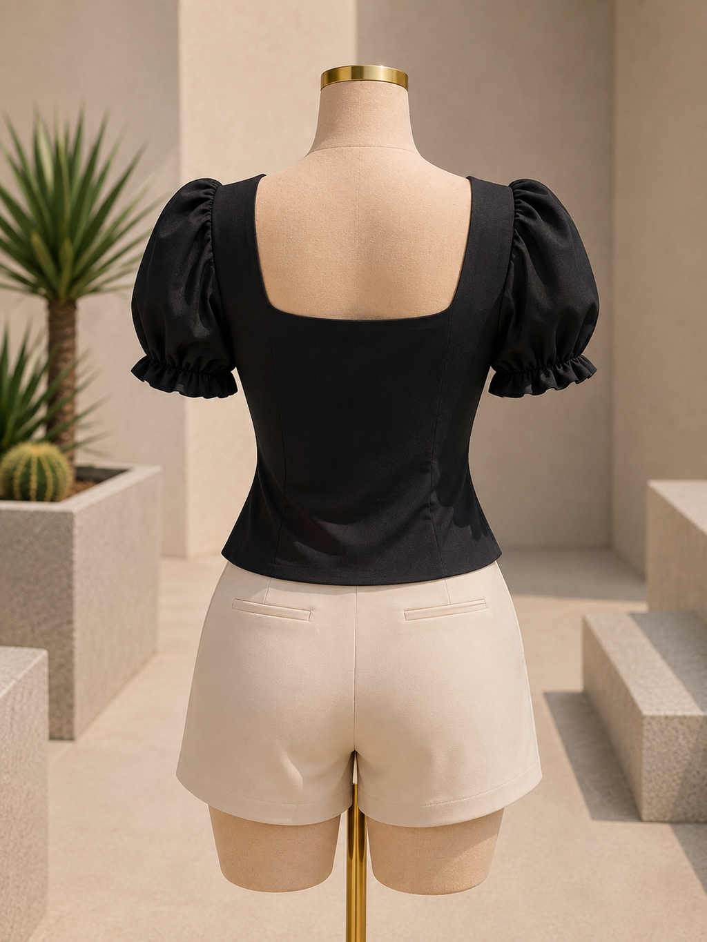 Midnight Puff Sleeve Blouse