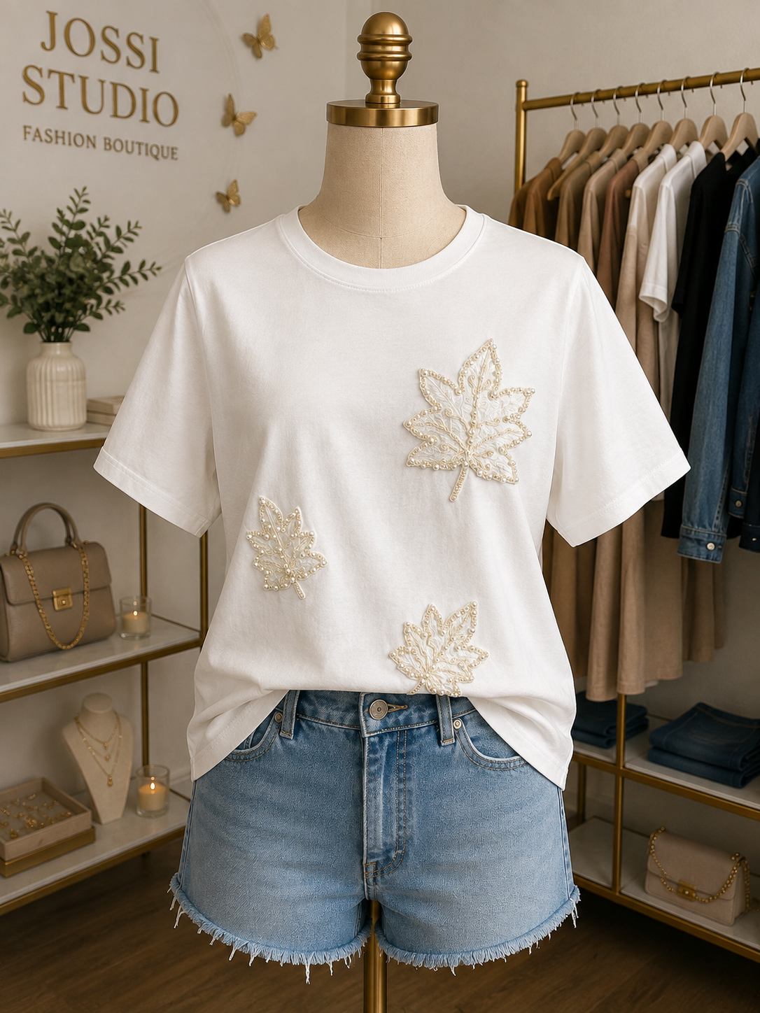 Elena Pearl Leaf Tee