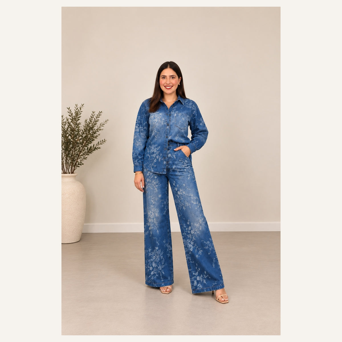 Victoria Floral Denim Set