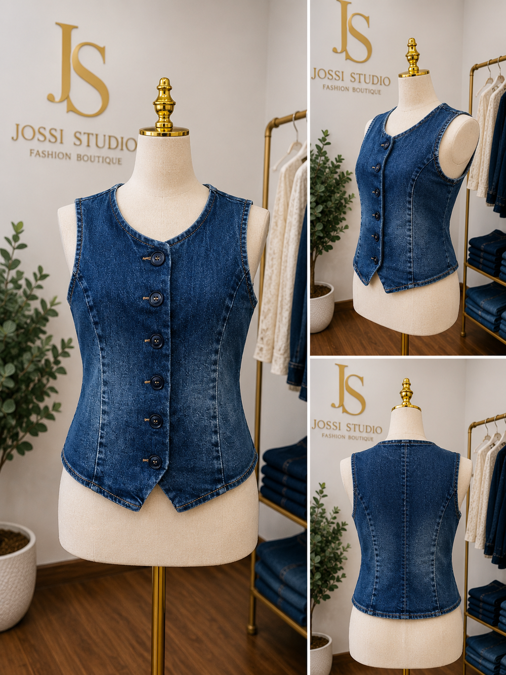 Harper/Cropped Denim Vest