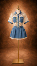 Aurora Blue Lace Skirt Set