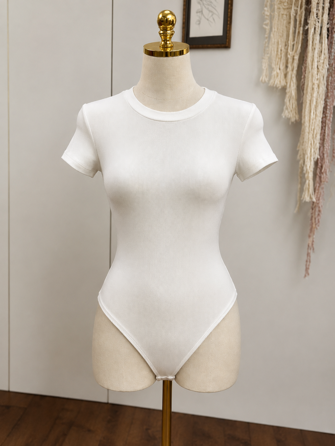 Essential Ivory Ribbed Bodysuit – Short Sleeve Women’s Basic