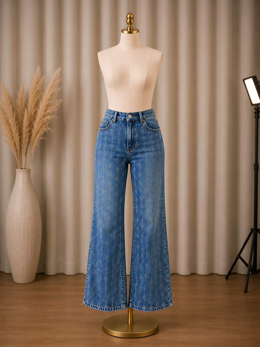 Crystal Lane High Waist Wide Leg Rhinestone Jeans