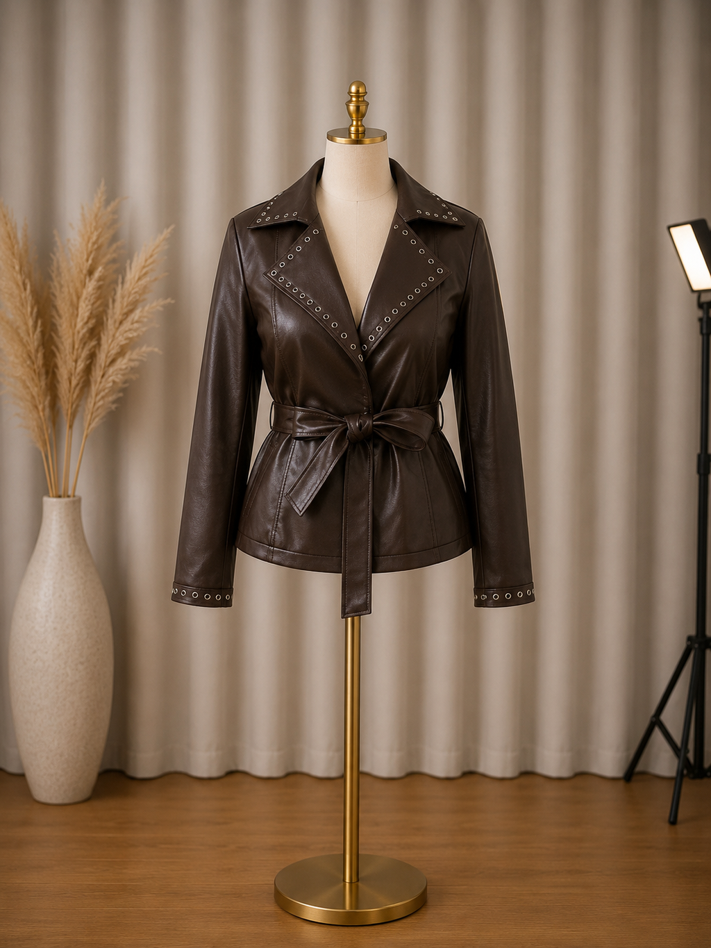 Sloane Chocolate Cross Front Faux Leather Jacket