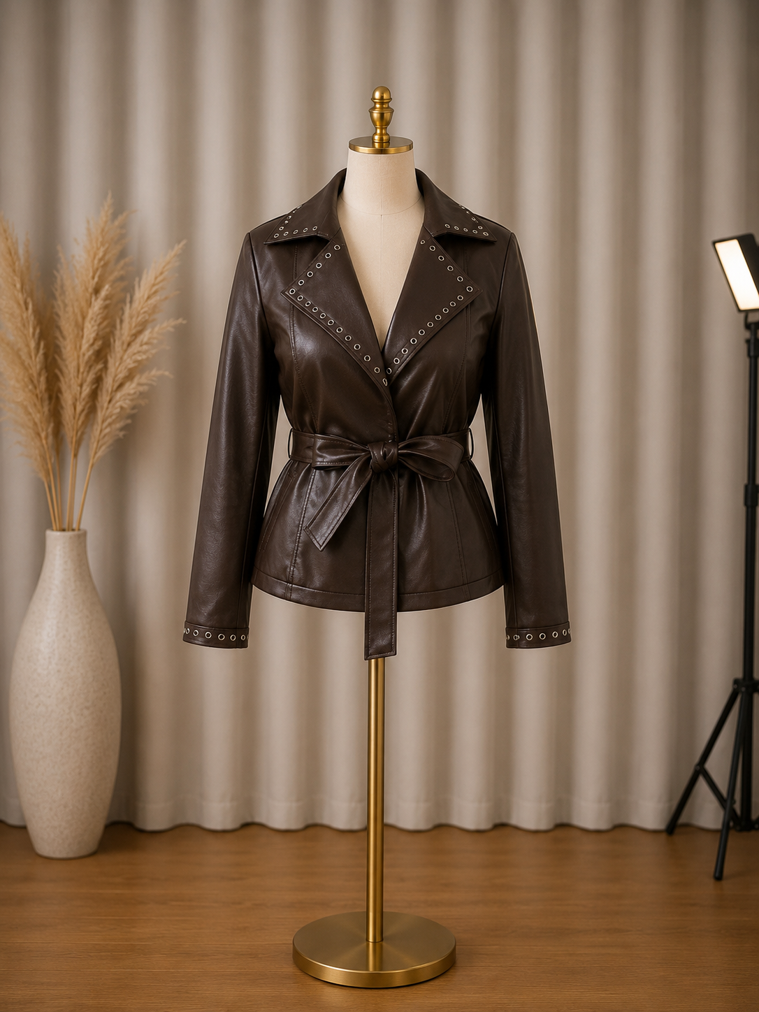 Sloane Chocolate Cross Front Faux Leather Jacket