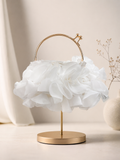 Bloom White Bag – Elegant White Floral Handbag with Gold Handle
