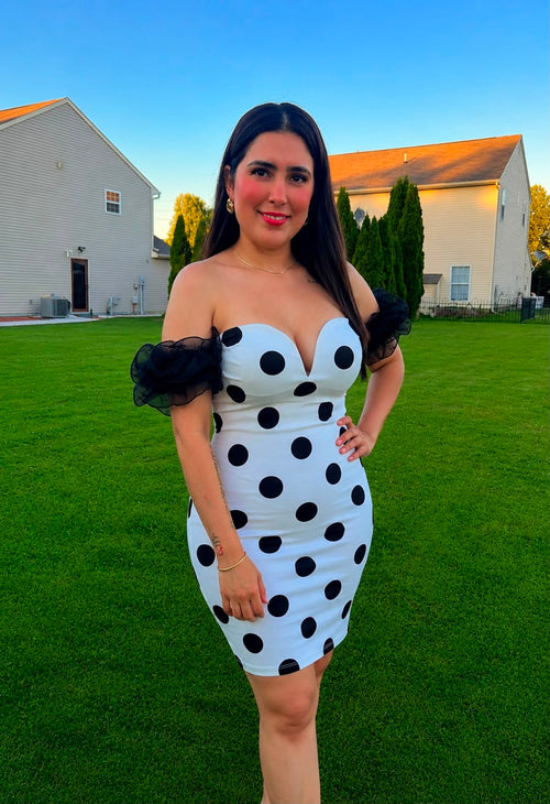Anastasia/Polka Dot Ruffle Mini Dress