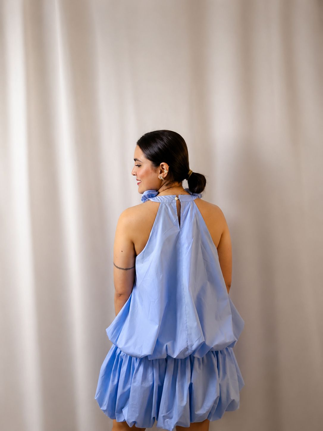 Malibu/Denim Bubble Mini Dress