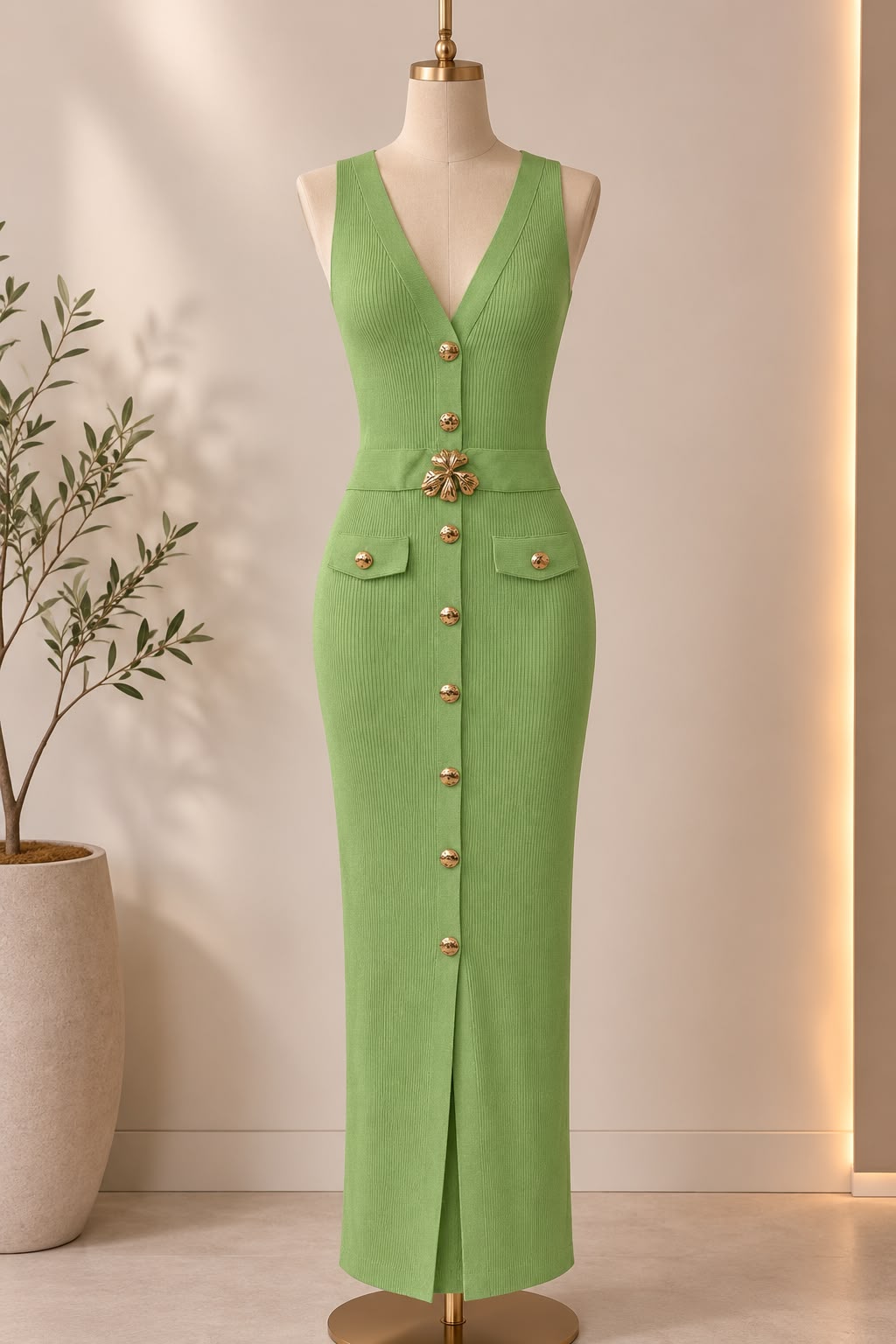 Sophia Green Midi Dress