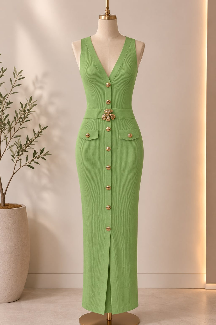 Sophia Green Midi Dress