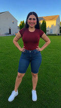 Arden/Burgundy Scoop Neck Bodysuit