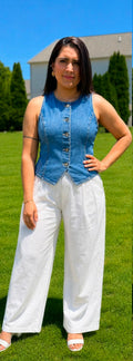Harper/Cropped Denim Vest