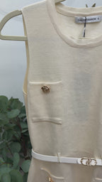 Grace Beige & Black Pleated Mini Dress