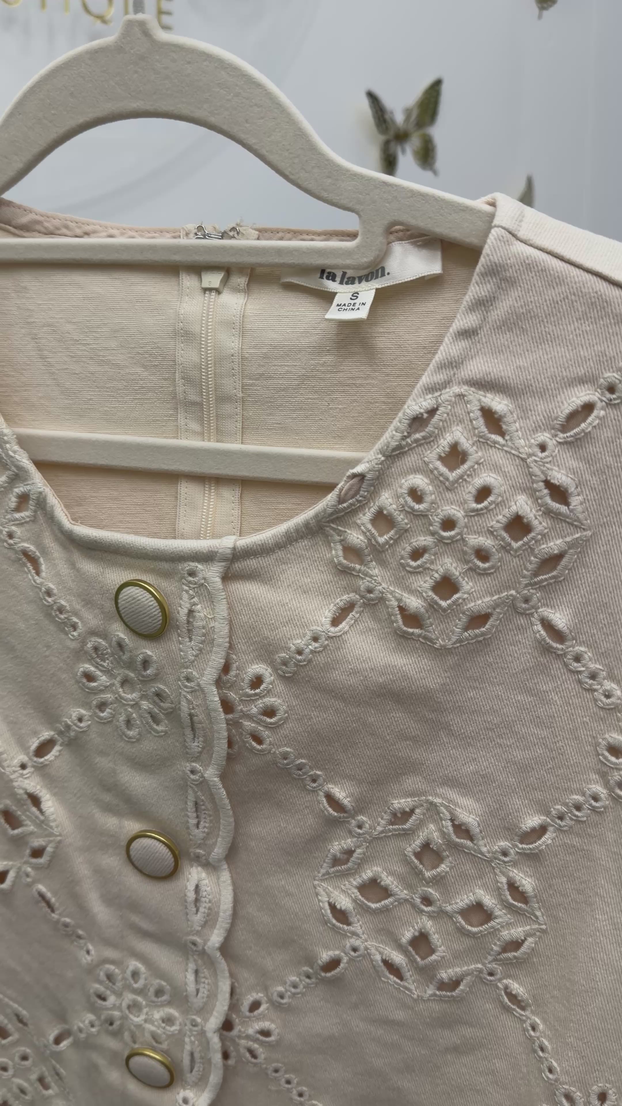 Bianca Dress – Elegant Beige Embroidered Mini Dress