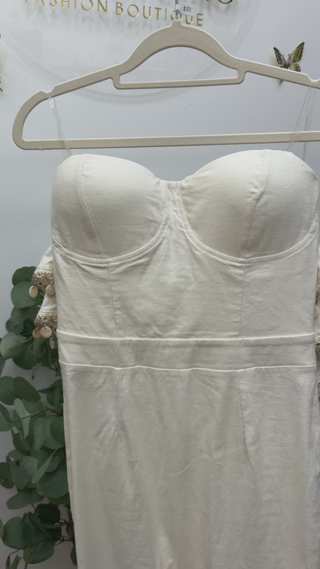 Valentina Beige Off-Shoulder Mini Dress